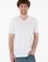 Erkek Regular Fit  V Yaka Beyaz Basic Tişört