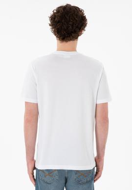 Erkek Regular Fit  V Yaka Beyaz Basic Tişört - 50305858007