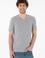 Erkek Regular Fit  V Yaka Gri Melanj Basic Tişört