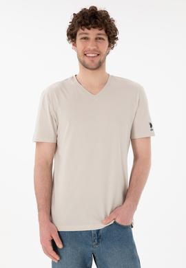 Erkek Regular Fit  V Yaka Taş Basic Tişört - 50305858050