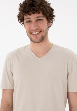 Erkek Regular Fit  V Yaka Taş Basic Tişört - 50305858050
