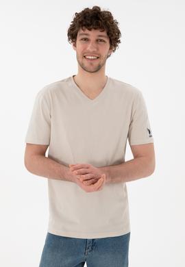 Erkek Regular Fit  V Yaka Taş Basic Tişört - 50305858050