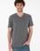 Erkek Regular Fit  V Yaka Gri Basic Tişört