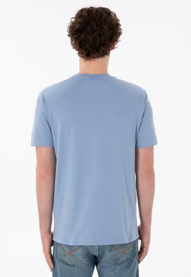 Erkek Regular Fit  V Yaka Mavi Basic Tişört - 50305858090