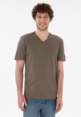Erkek Regular Fit  V Yaka Vizon Basic Tişört - 50305858078