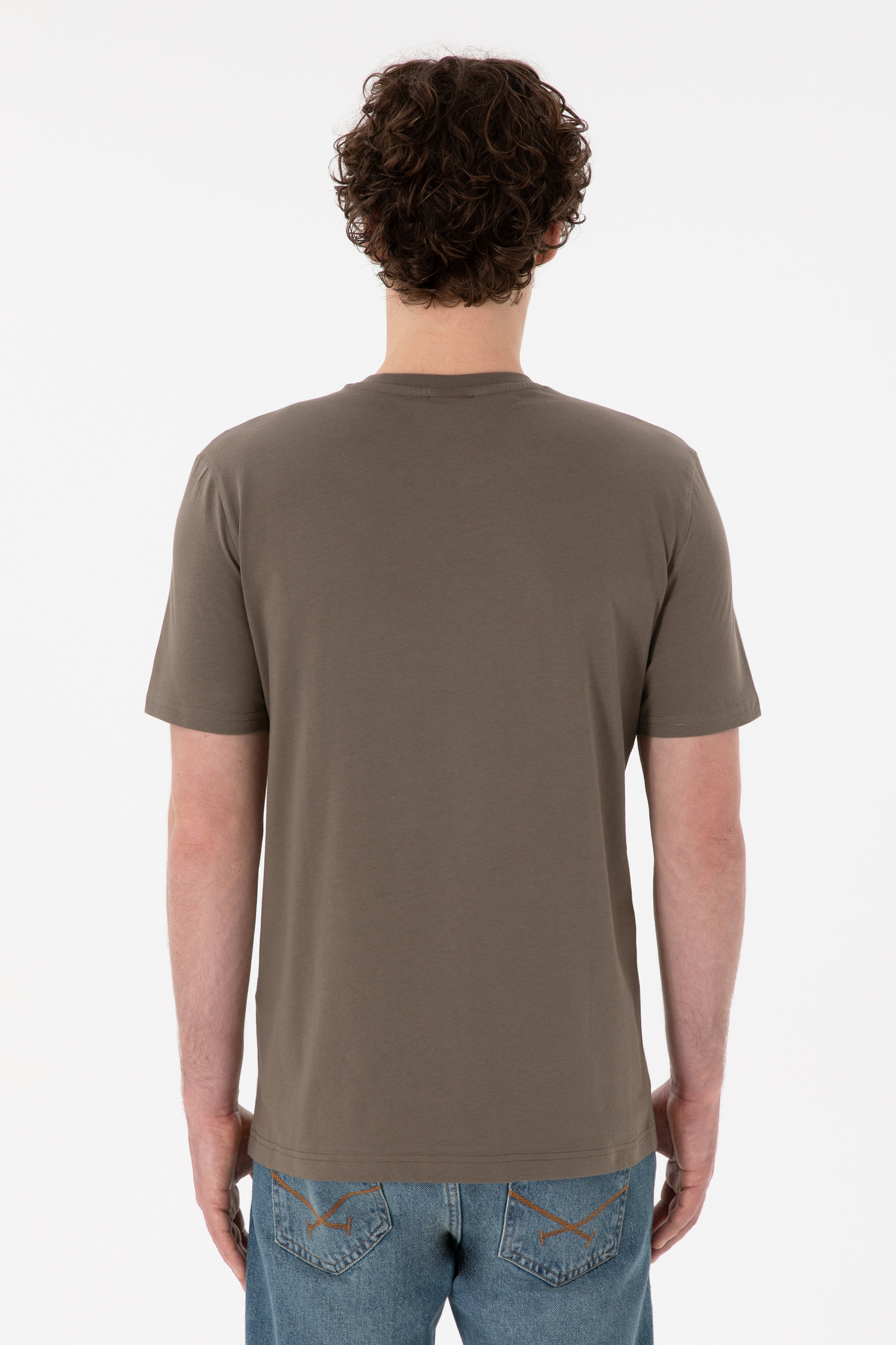 Erkek Regular Fit  V Yaka Vizon Basic Tişört - Image 6