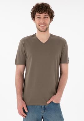 Erkek Regular Fit  V Yaka Vizon Basic Tişört - 50305858078