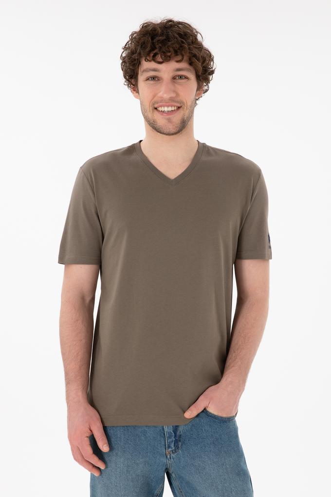 Erkek Regular Fit  V Yaka Vizon Basic Tişört