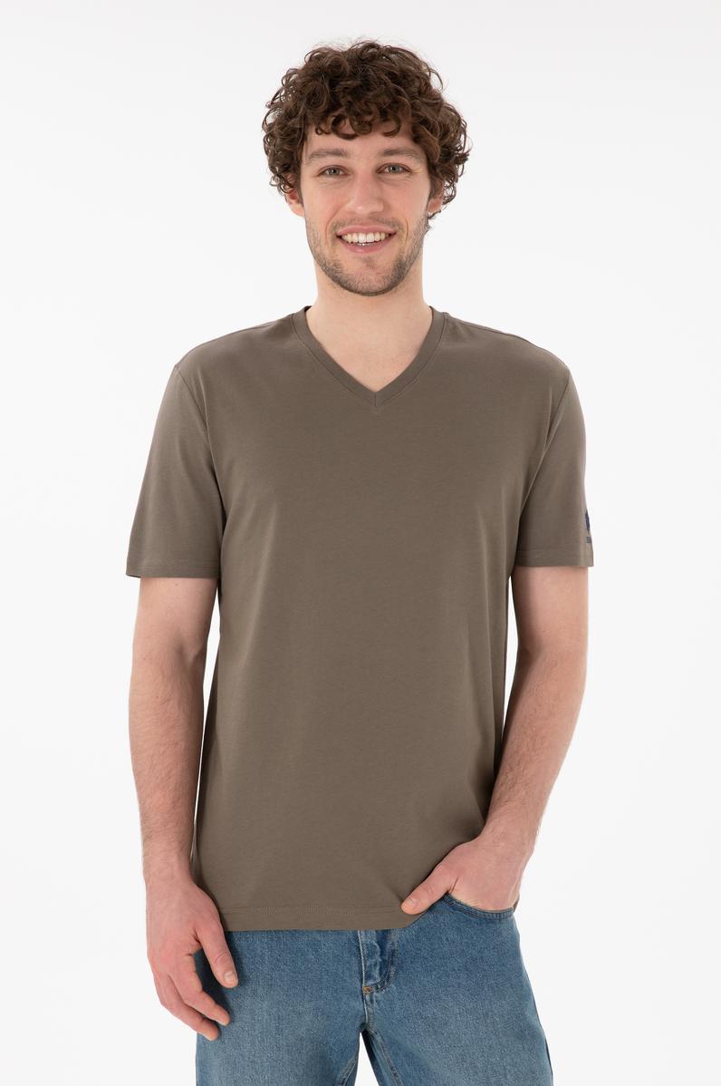 Erkek Regular Fit  V Yaka Vizon Basic Tişört