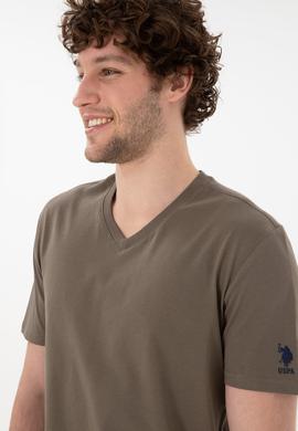 Erkek Regular Fit  V Yaka Vizon Basic Tişört - 50305858078