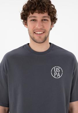 Erkek Oversize Fit Bisiklet Yaka Antrasit Tişört - 50305904084