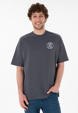 Erkek Oversize Fit Bisiklet Yaka Antrasit Tişört - 50305904084