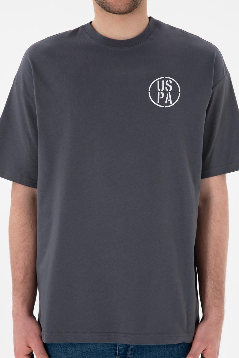 Erkek Oversize Fit Bisiklet Yaka Antrasit Tişört - 50305904084