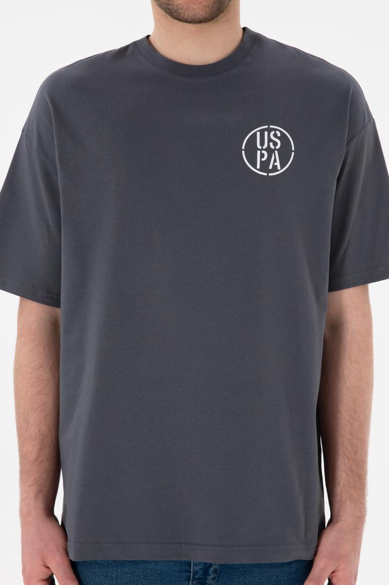 Erkek Oversize Fit Bisiklet Yaka Antrasit Tişört