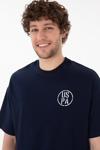 Erkek Oversize Fit Bisiklet Yaka Lacivert Tişört