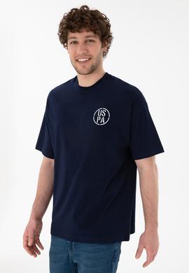 Erkek Oversize Fit Bisiklet Yaka Lacivert Tişört - 50305904018