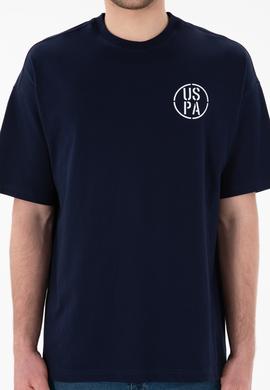 Erkek Oversize Fit Bisiklet Yaka Lacivert Tişört - 50305904018