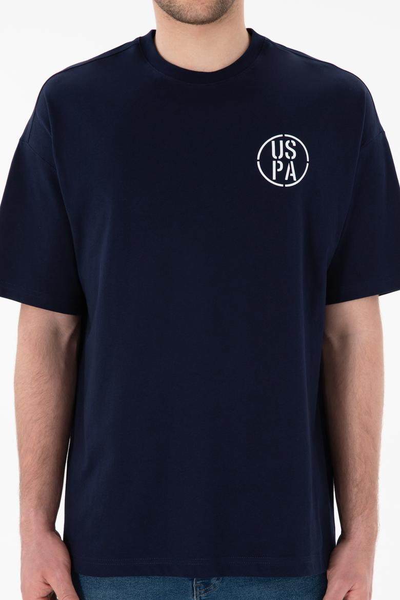 Erkek Oversize Fit Bisiklet Yaka Lacivert Tişört - 50305904018