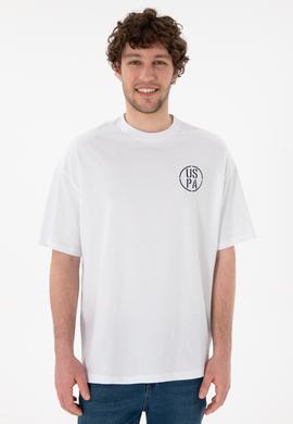 Erkek Oversize Fit Bisiklet Yaka Beyaz Tişört - 50305904007