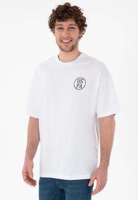 Erkek Oversize Fit Bisiklet Yaka Beyaz Tişört - 50305904007