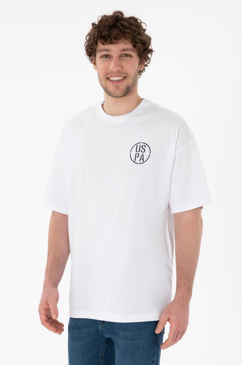 Erkek Oversize Fit Bisiklet Yaka Beyaz Tişört