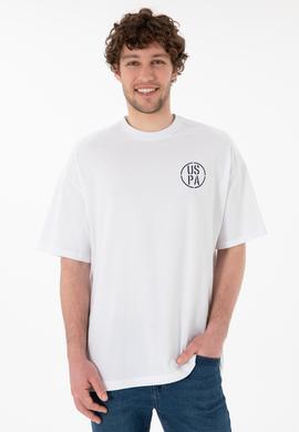 Erkek Oversize Fit Bisiklet Yaka Beyaz Tişört - 50305904007