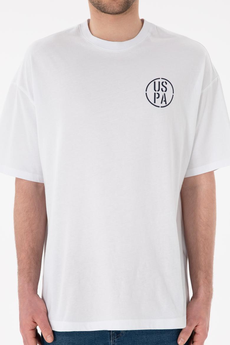 Erkek Oversize Fit Bisiklet Yaka Beyaz Tişört - 50305904007