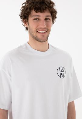 Erkek Oversize Fit Bisiklet Yaka Beyaz Tişört - 50305904007