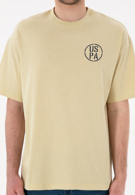 Erkek Oversize Fit Bisiklet Yaka Açık Haki Tişört - 50305904068