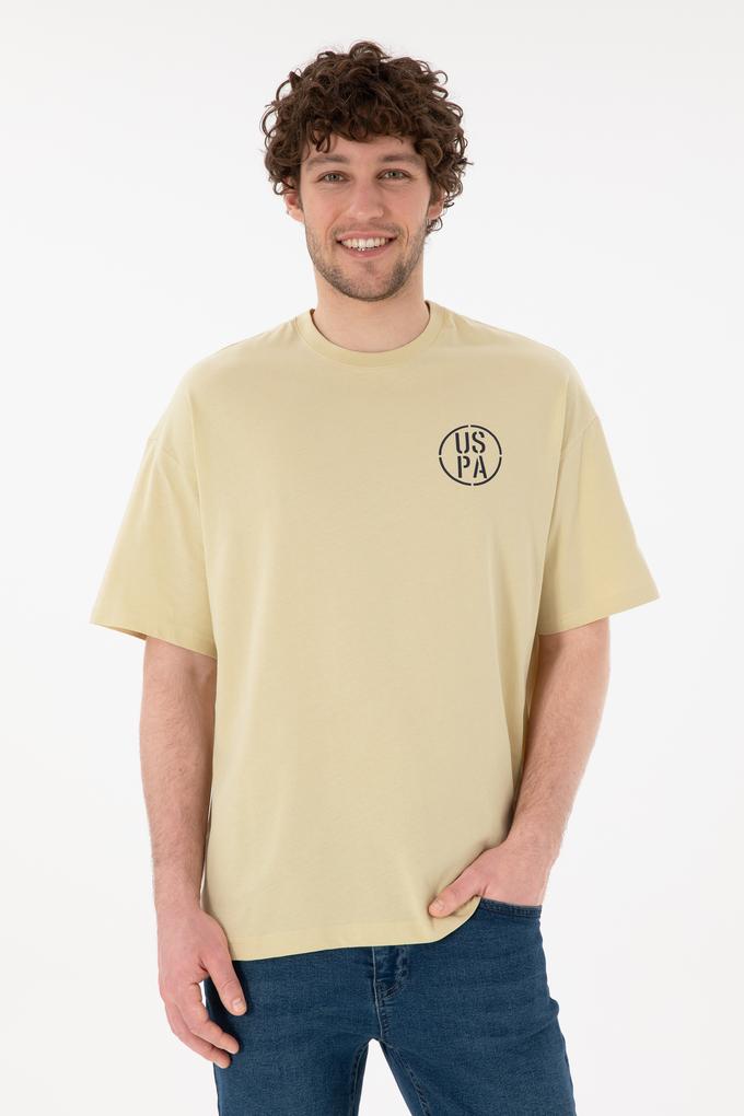 Erkek Oversize Fit Bisiklet Yaka Açık Haki Tişört