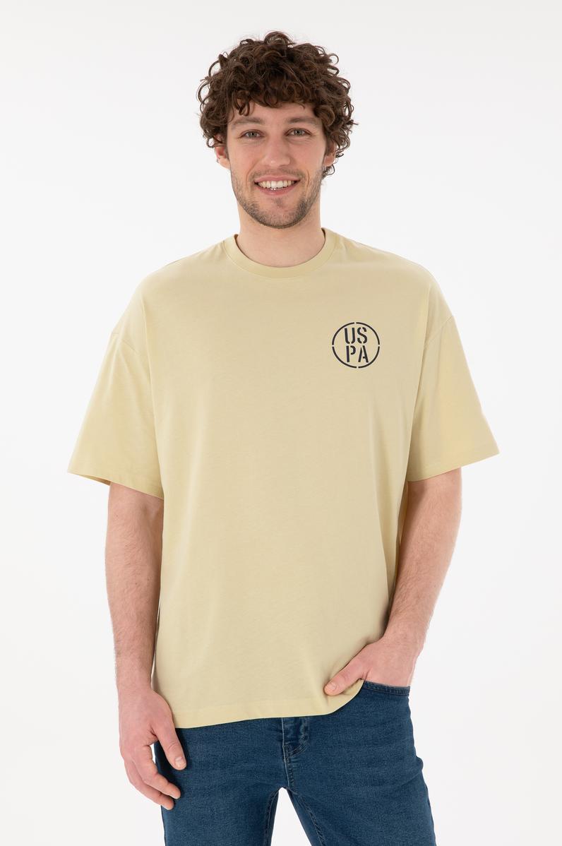 Erkek Oversize Fit Bisiklet Yaka Açık Haki Tişört