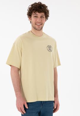 Erkek Oversize Fit Bisiklet Yaka Açık Haki Tişört - 50305904068