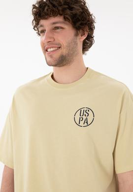 Erkek Oversize Fit Bisiklet Yaka Açık Haki Tişört - 50305904068