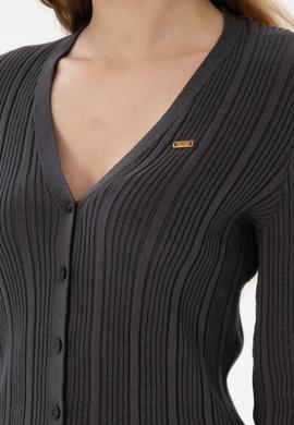 Kadın Antrasit Basic Triko Hırka - 50293544015