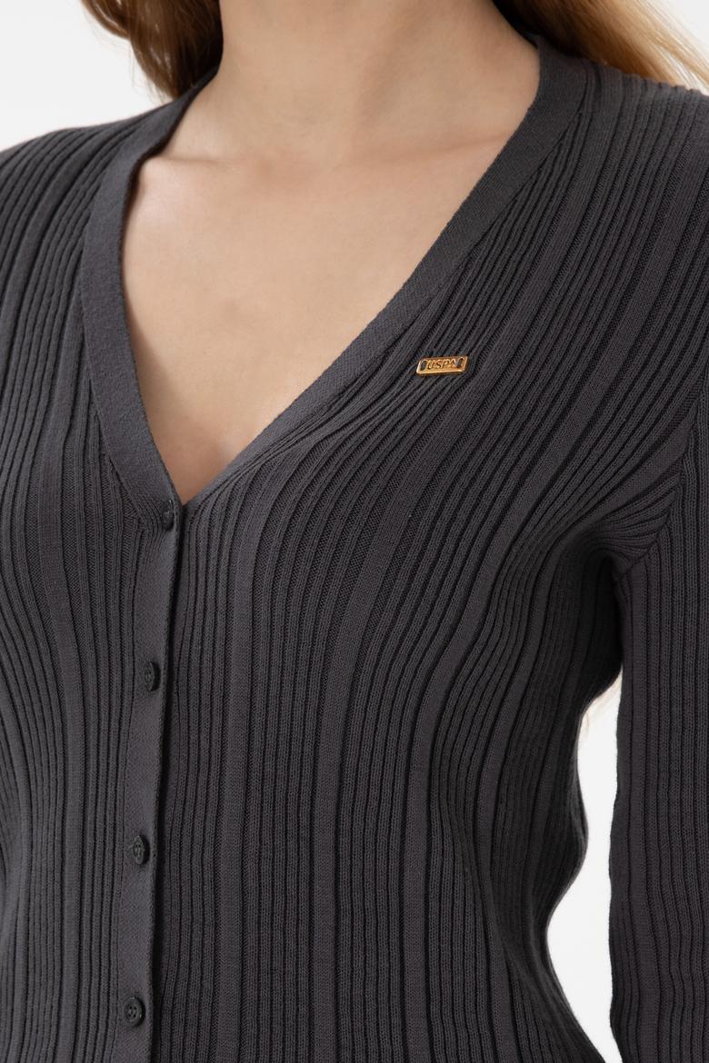 Kadın Antrasit Basic Triko Hırka - 50293544015