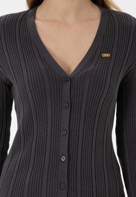 Kadın Antrasit Basic Triko Hırka - 50293544015