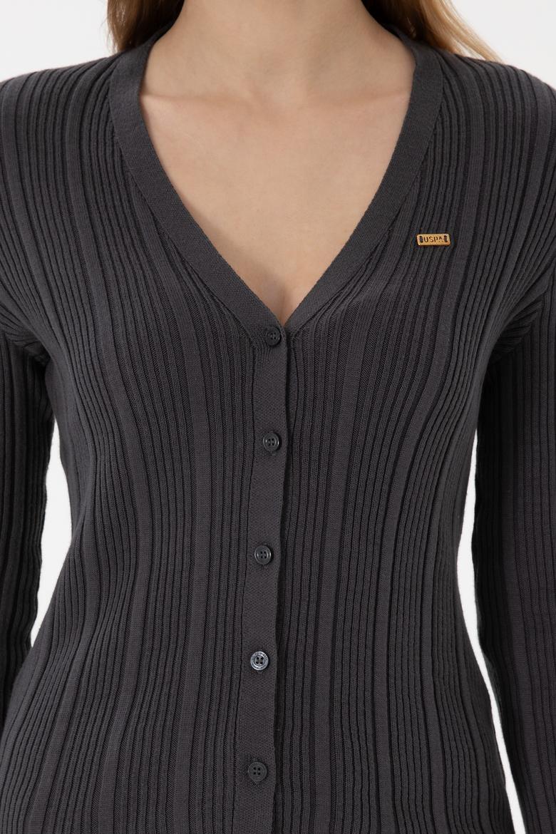 Kadın Antrasit Basic Triko Hırka - 50293544015