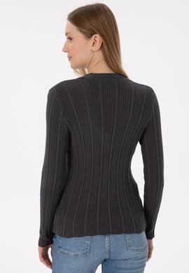 Kadın Antrasit Basic Triko Hırka - 50293544015