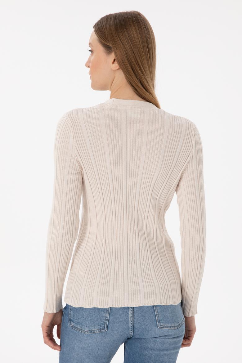 Kadın Krem Basic Triko Hırka - 50293544034