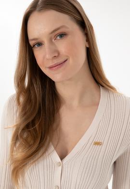 Kadın Krem Basic Triko Hırka - 50293544034