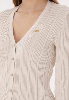 Kadın Krem Basic Triko Hırka - 50293544034