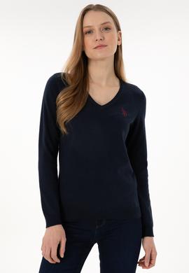 Kadın Lacivert V Yaka Basic Kazak - 50293542001