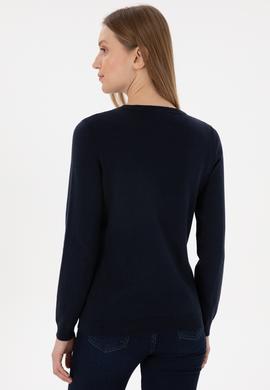 Kadın Lacivert V Yaka Basic Kazak - 50293542001