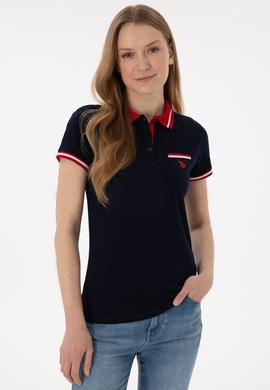 Kadın Lacivert Polo Yaka Tişört - 50305719004