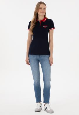 Kadın Lacivert Polo Yaka Tişört - 50305719004