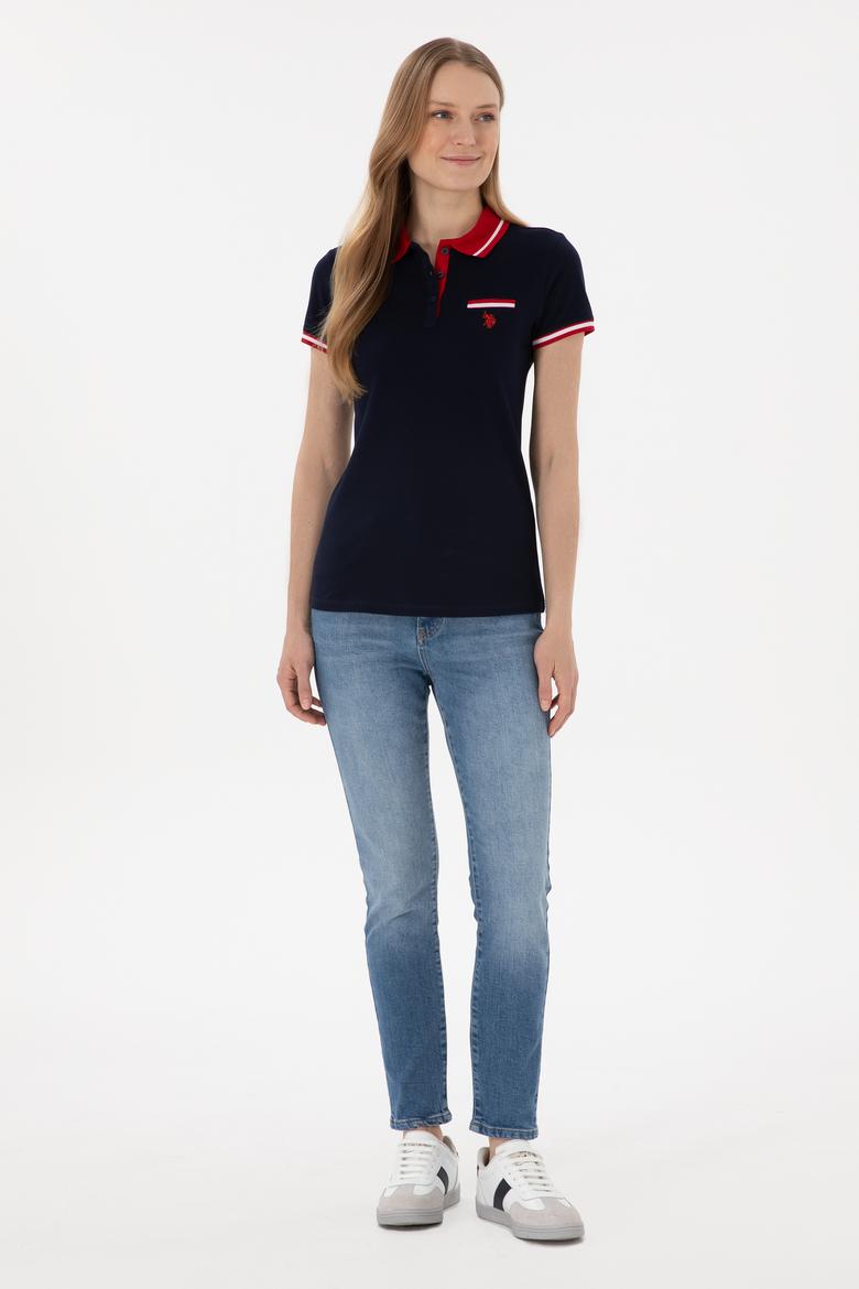 Kadın Lacivert Polo Yaka Tişört - 50305719004