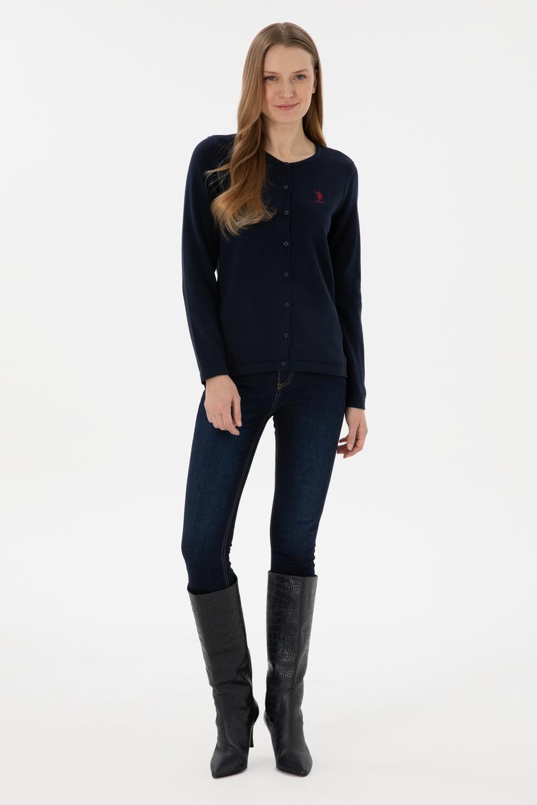 Kadın Lacivert Basic Triko Hırka - 50293537032