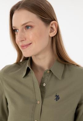 Kadın Açık Haki Uzun Kollu Basic Gömlek - 50297002130