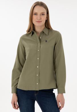 Kadın Açık Haki Uzun Kollu Basic Gömlek - 50297002130