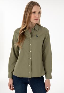 Kadın Açık Haki Uzun Kollu Basic Gömlek - 50297002130